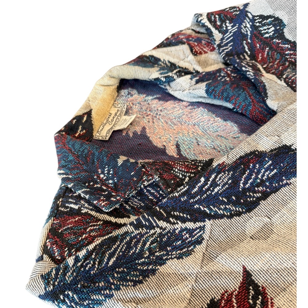 Southwest‎ Canyon Feather Tapestry Jacket Western Cropped Cotton Sz L